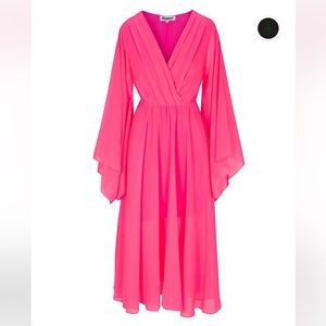 Meghan Fabulous Sunset MIDI Dress Neon Pink NWOT